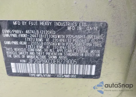 2014 Subaru Xv Crosstrek Hybrid 2.0I Touring from USA, damaged, VIN JF2GPBKC0EH279005